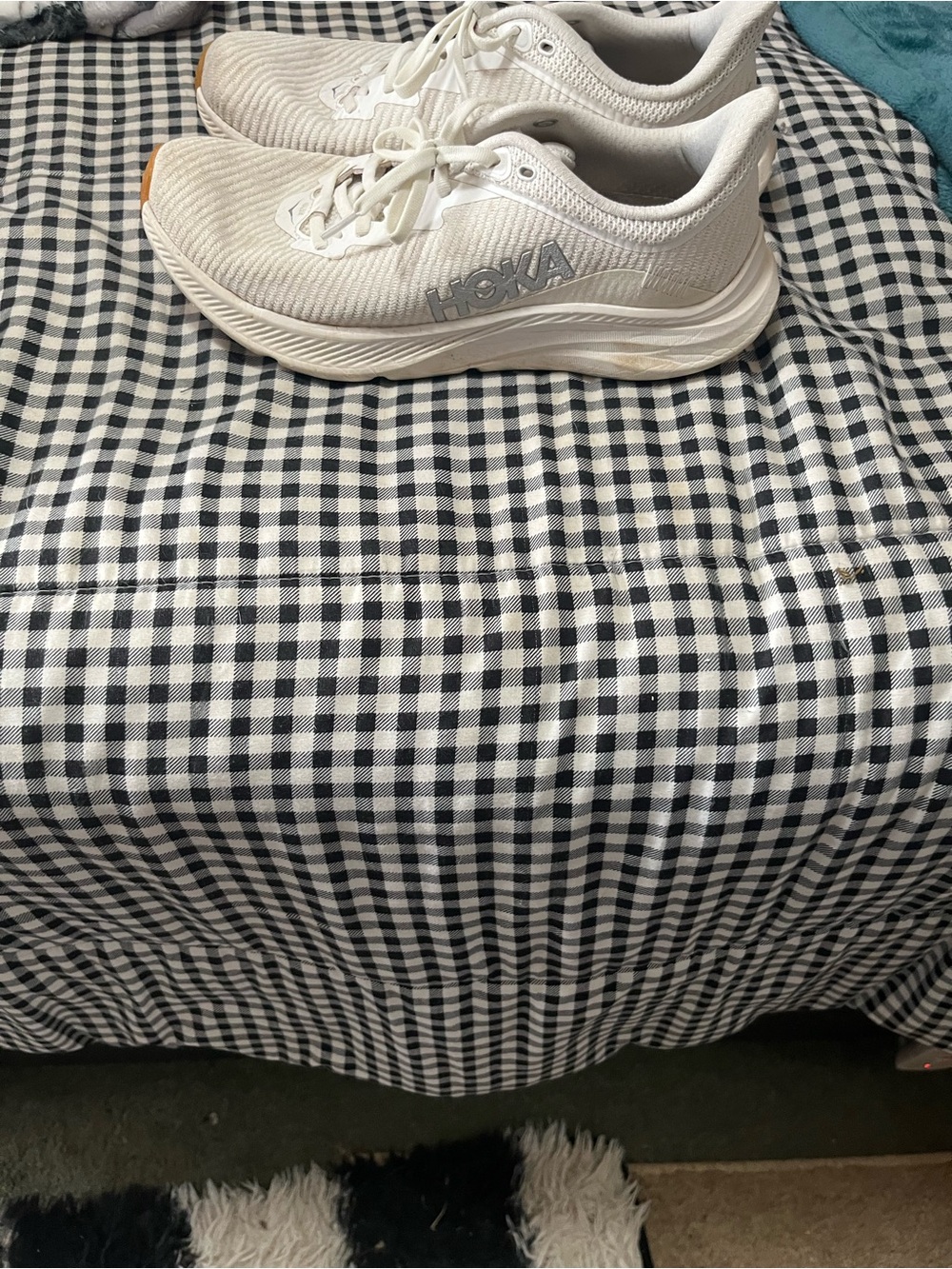 Hoka Kids White Sneakers with Light Tan Accents